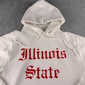 Vintage Illinois State Redbirds Hoodie Mens L White Russell Athletic Made USA